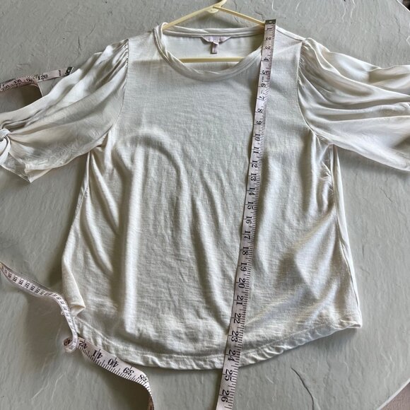 Rebecca Taylor Pale Pink Silk Viscose Puff Sleeve Top Size M - Picture 6 of 7